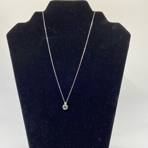 Sterling Sliver Crystal Round‎ Pendant Necklace